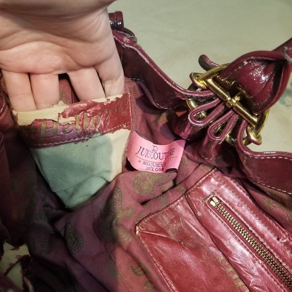 👜 Juicy Couture Dark Red Leather Satchel Purse - Picture 12 of 17